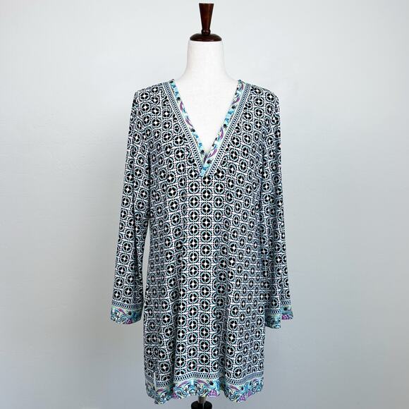 La Blanca Swimsuit Cover-Up Beach Long Sleeve Mini Dress - Picture 1 of 9